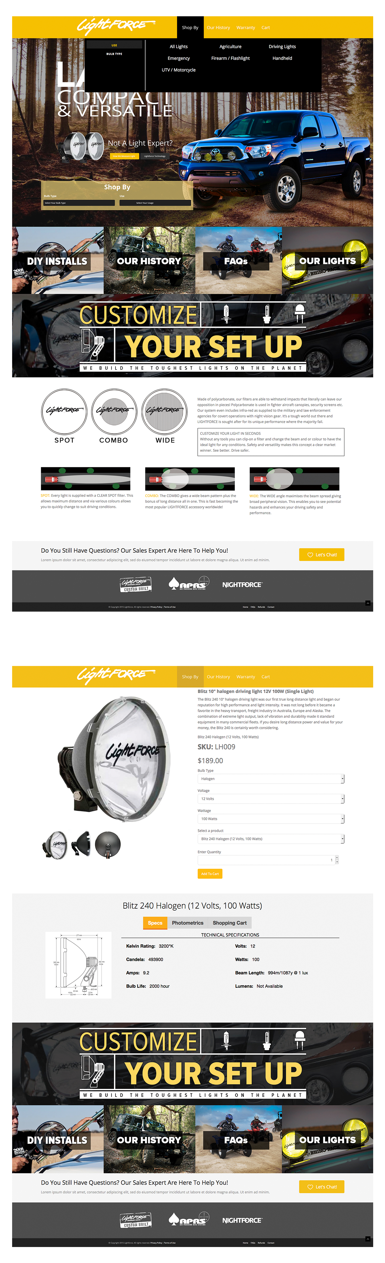 Lightforce website layouts